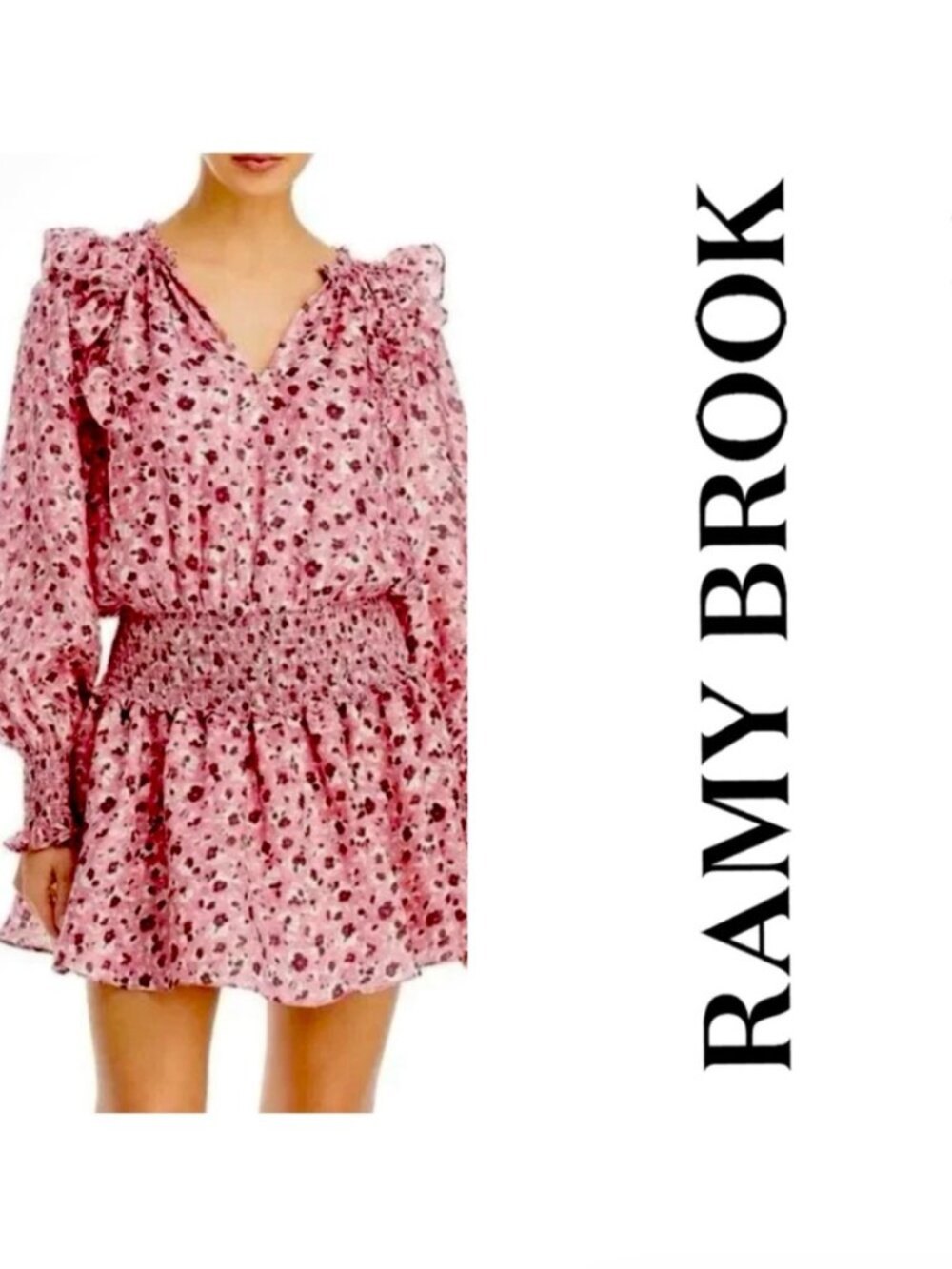 Ramy Brook Penelope Ruffled Pink Print Mini Dress Medium